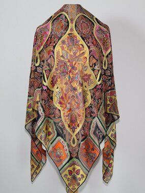 One of kind Auth Italy made Christian Dior Large silk scarf PHEASANT PAISLEY vtg